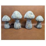 4 Cast Concrete Mushrooms