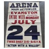 Old Circus Advertising Poster Arena Main & Fowler