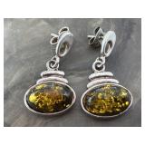 Baltic Amber & Sterling Silver Dangle Earrings