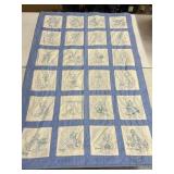 WWI Vet Embroidered Quilt w/ Days & Months ,