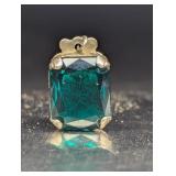 GREEN Stone Pendant Marked Sterling
