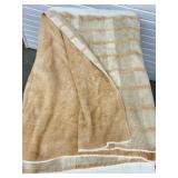 Anthropologie Peach Plaid Nylon Fuzzy Blanket