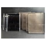 2 Lucite Office File Trays w/ 4 Metal Trays