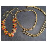 Vintage Trifari Gold Tone Leaf Choker Necklace,