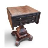 Antique Empire Burled Walnut Drop Leaf Table Ca.