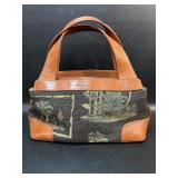 Small Tommy Bahama Handbag Canvas W/ Leather Trim