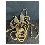 VINTAGE BLOCK & TACKLE ROPE PULLEY SYSTEM FENCE
