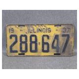 Illinois 1937 License Plate