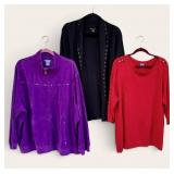 Womenï¿½s Size 3X / Open Front Sweater/ Velour Zip
