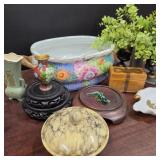 Chinese Foot Bath w/ Ceramics & Decor