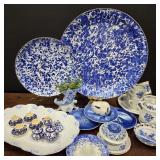 Blue & White Platters & Ceramics Lot w/ Spode