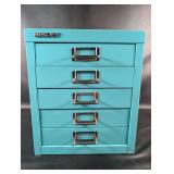 Aqua Colored Bisley 5 Drawer Metal Organizer