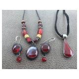ATI Mexico Red Jasper & Artisan Red Glass Set