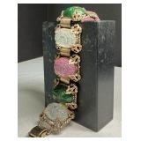 Chunky Vintage Scarab Bracelet Large Cabochons