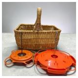 Large Wicker Style Basket w/ 2 Oriole Feeders