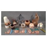 Southwest Pottery Vases & Coyote Decor Lot