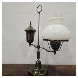 Vintage Electric Student Lamp w/ White Swirl Shade