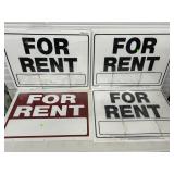 4 NOS FOR RENT 2-SIDED PLASTIC & VINYL SIGNS