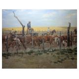 Bud Helbig Signed Western Print, The Tally Gate,