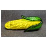 Handmade Glass Corn Figurine Blown Glass Coloured