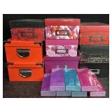 9 SHOEBOX SIZE STORAGE BOXES, 5 NEW & 7 PENCIL