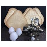 TROPICAL PALM LEAF CEILING FAN W/ 3-LIGHT BULB