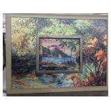 Large Framed Mixed Media Art by Horning No