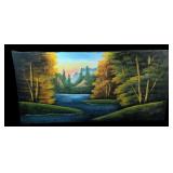 Signed Velvet Landscape Portrait, Inspect All