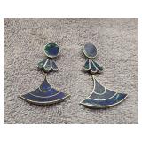 Sterling Silver Faux Blue Opal Earrings