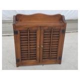 Small Pine Louvered Wall Cabinet