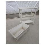 Vintage White-Washed End / Chair Table & Planter
