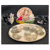 Vintage Seashell Napkin Holder Toothpicks Letter