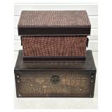 2 FAUX LEATHER REPTILE HIDE STORAGE BOXES SHOE