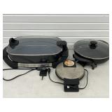 LARGE OSTER ELECTRIC FRYING PAN, SMALL CUISINART
