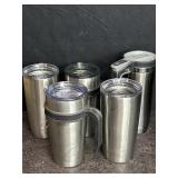 5 STAINLESS INSULATED TRAVEL MUGS