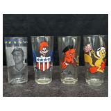 3 VINTAGE PATRIOTIC CARTOON GLASSES FROM ARBYS W/