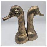 Vintage Solid Brass Duckhead Bookend Pair