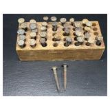 Railroad Date Nails 20ï¿½s 30ï¿½s 40ï¿½s in Wood Block