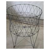 Vintage Rolling Wire Laundry Basket