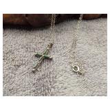 Vintage Petite Silver & Turquoise Cross Necklace