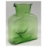 Blenko Green Double Spout Water Pitcher Vintage