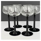 6 Luminarc Domino Black Stem & Clear Wine