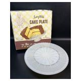 Mid Century Anchorglass Ivory White Cake Plate ,