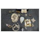 Religious Pendants, Repousse Brooch, Earrings ++