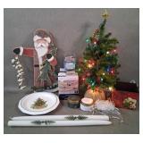 Vtg Pfaltzgraff Platter, Wood Santa & Tree ++