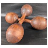 Edwardian Turned Maple Dumbbells