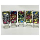 4 Vintage Beer Glasses Schlitz Falstaff Black