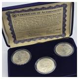 3- 1921 P, D & S MORGAN SILVER DOLLARS