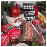 Large Lot of Christmas Decor w/ Lights & Ribbon