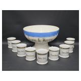 Vintage Tom & Jerry Punch Bowl & Nine Cups